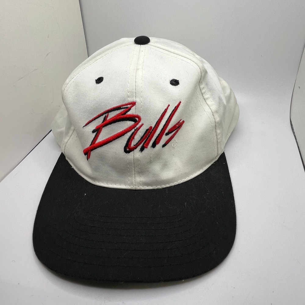 Vintage Chicago Bulls Pinstripe Snapback Hat Sears Brand‎ Central White Red NBA